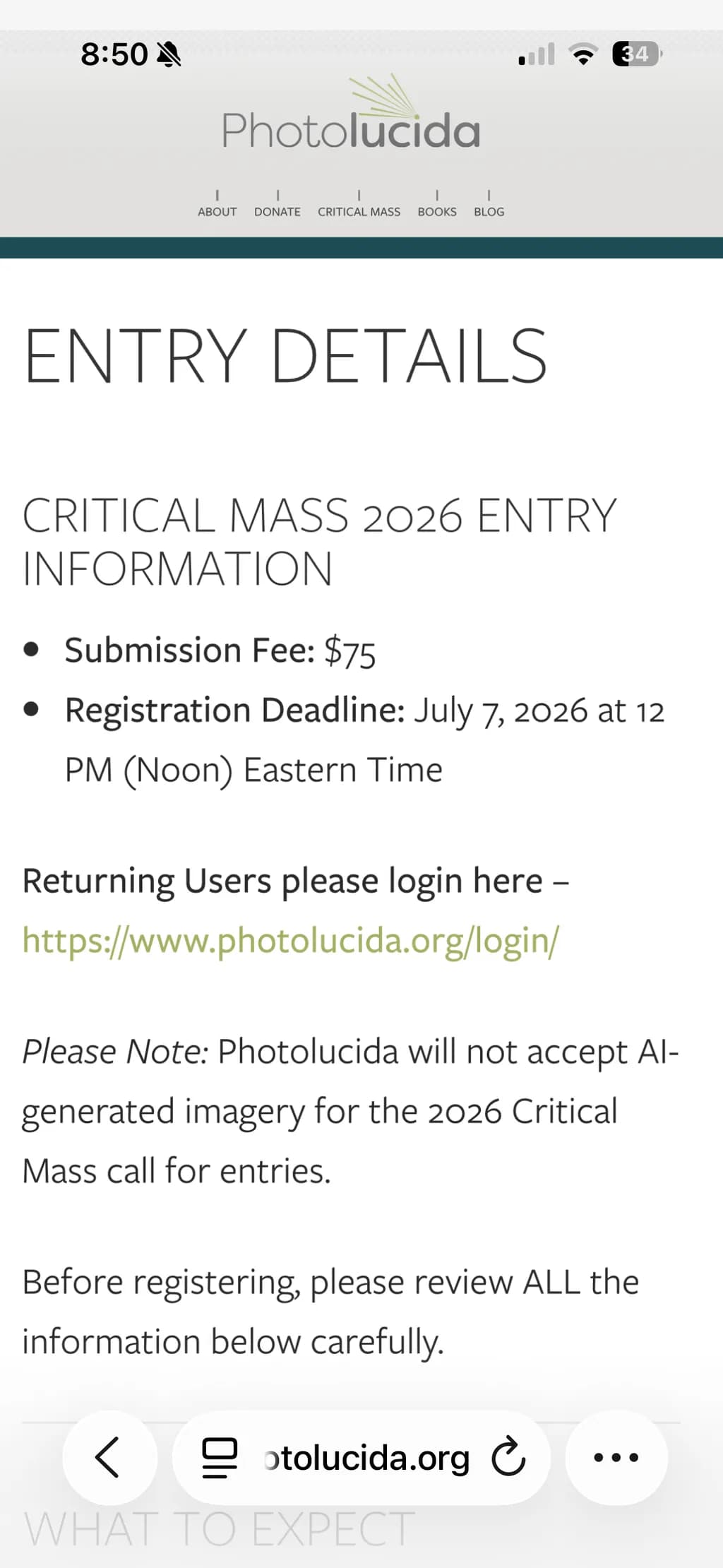 Critical Mass Entry Details