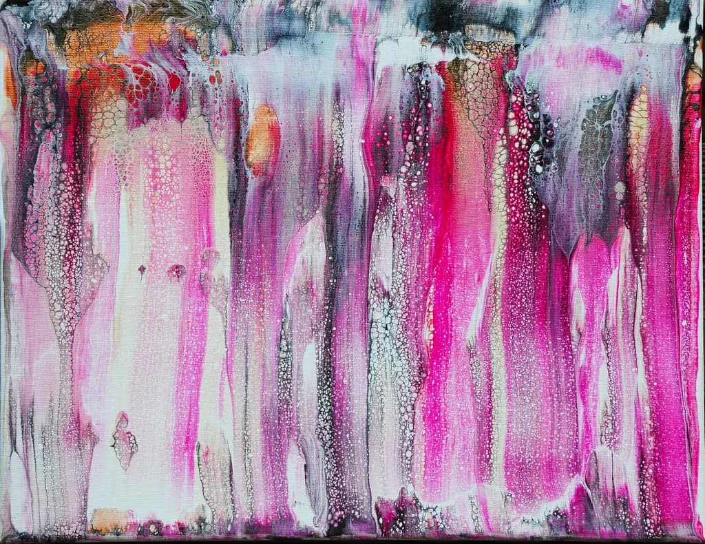 Vibrant Echoes: A Dance of Pink and Silver in Abstract Expressionism