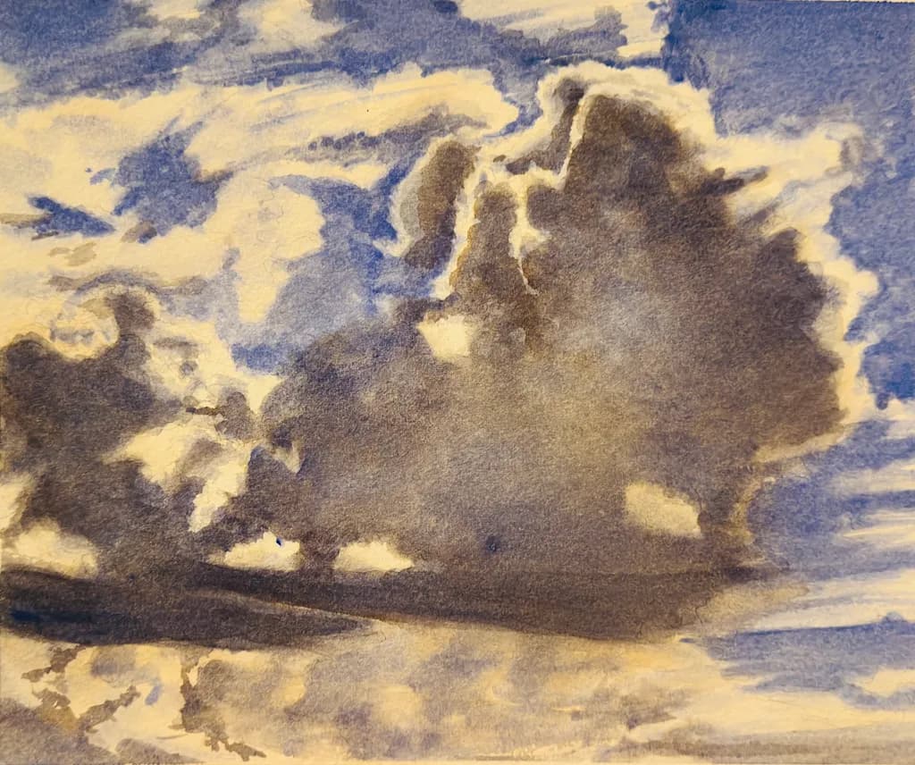 Whispers of the Sky: A Serene Watercolor Journey Through Cloudscapes