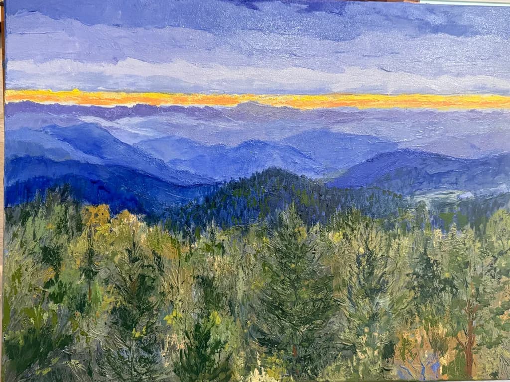 Sunset Over Mountain Forest