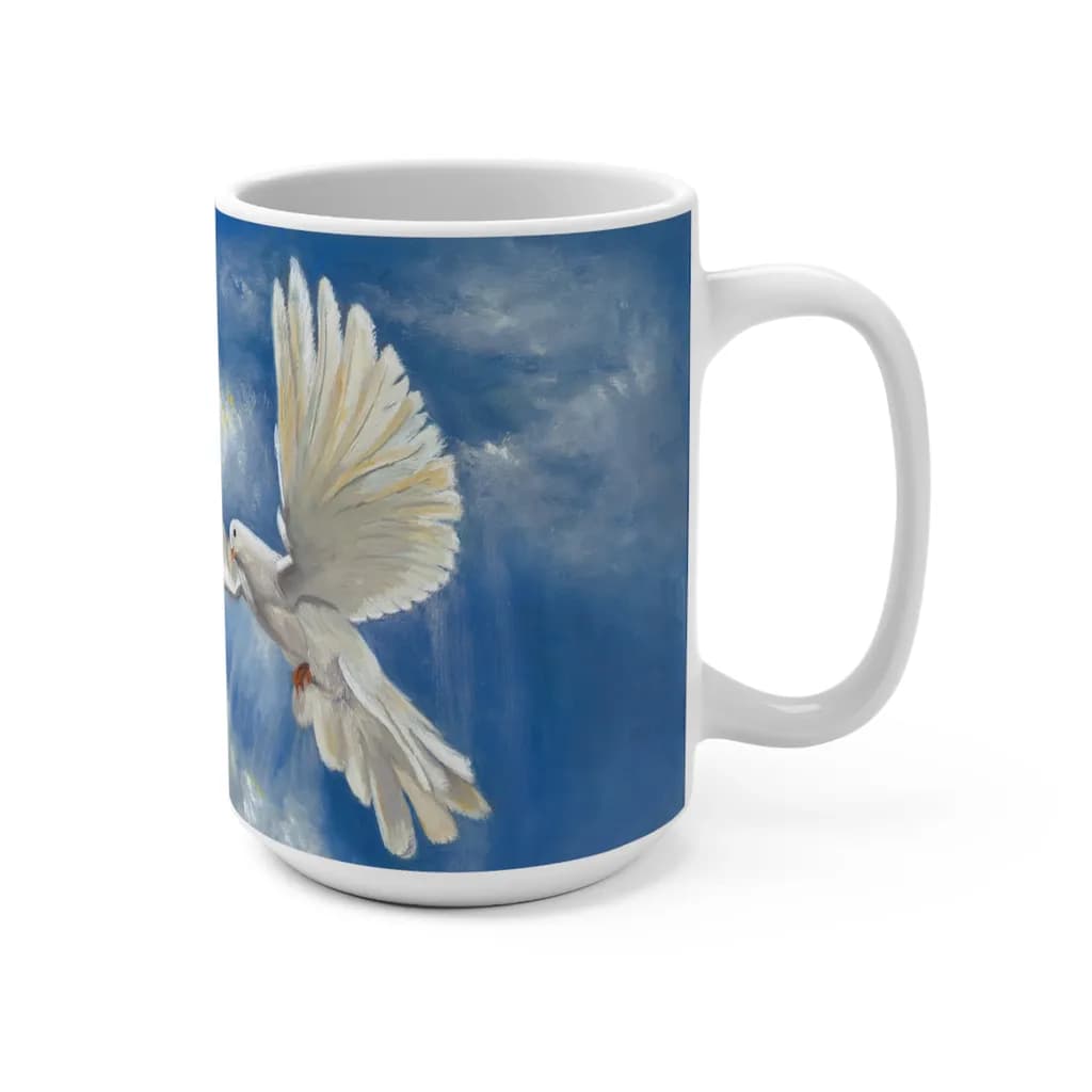 Soaring Serenity: A Majestic Dove in Flight Against a Tranquil Sky