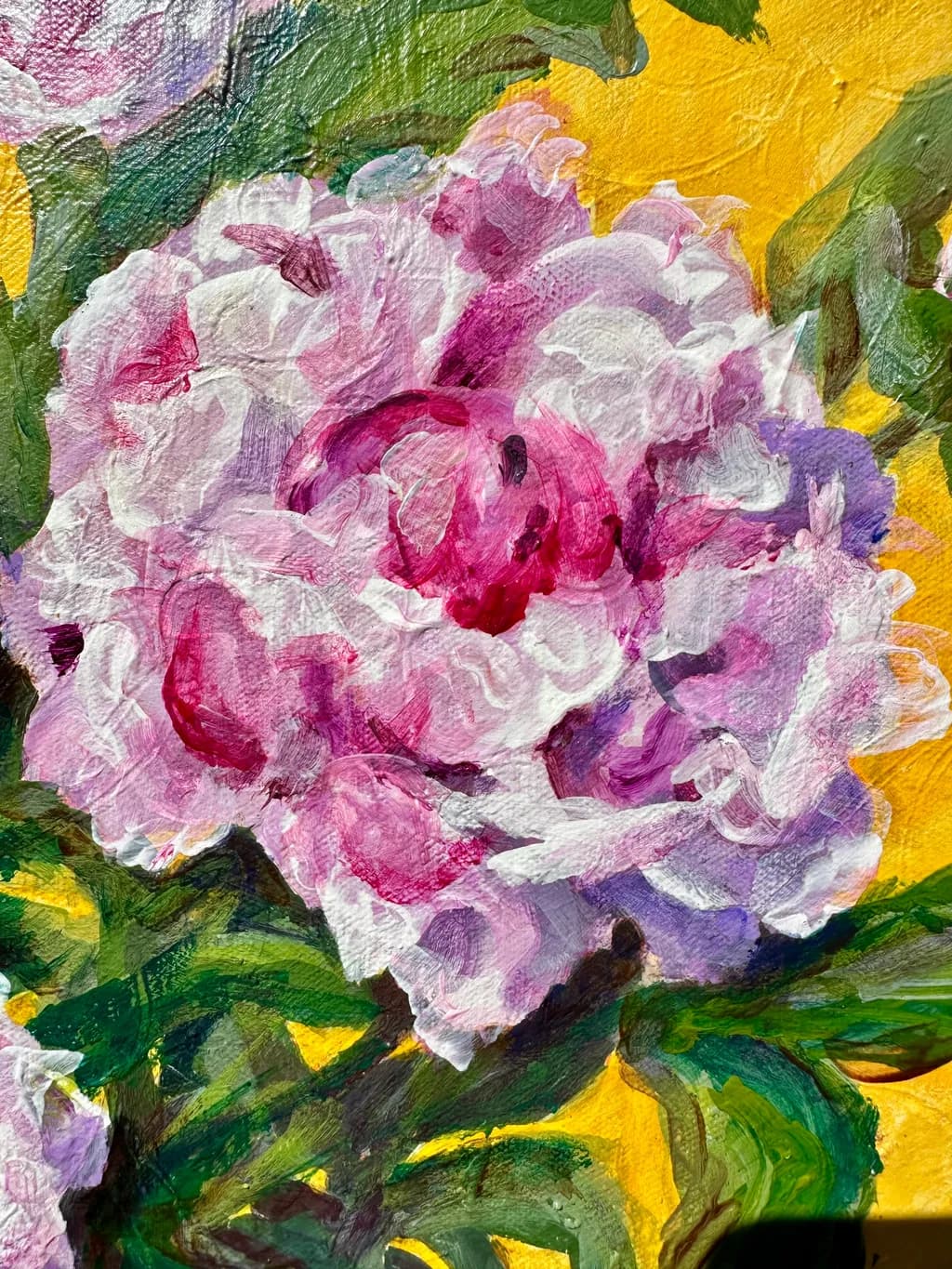 Whispers of Spring: A Vibrant Peony Bloom on Golden Canvas