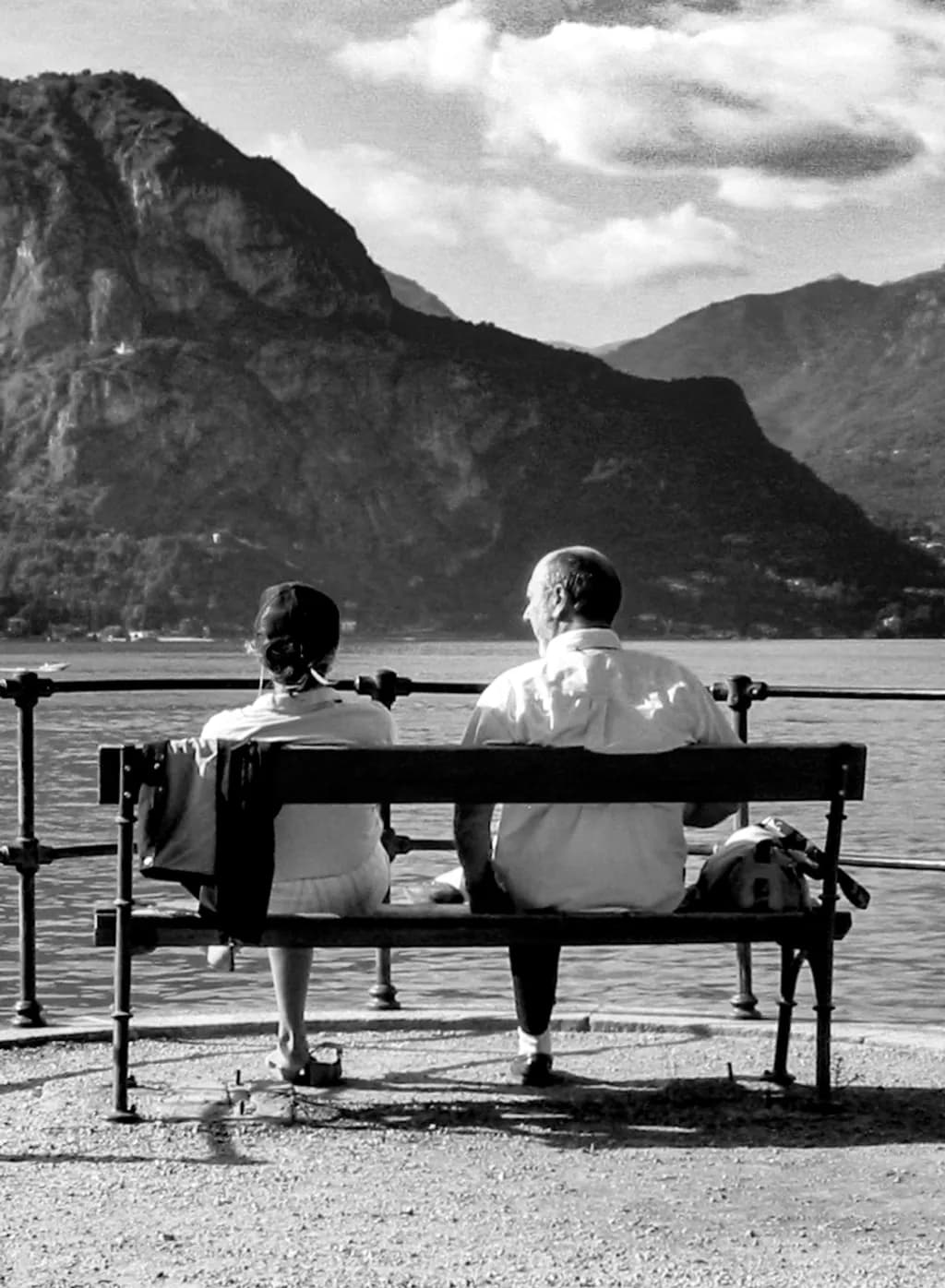 Lakeside Bench Conversation