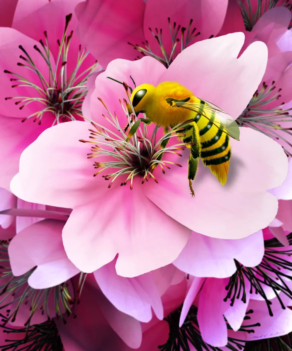 Whispers of Spring: A Vibrant Dance of Bee and Blossom