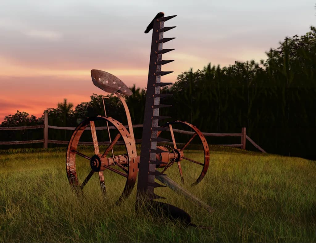Rustic Elegance: The Forgotten Machinery of the Past at Dusk