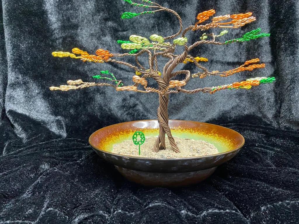 Whispers of Autumn: A Handcrafted Metal Tree Sculpture in Vibrant Colors