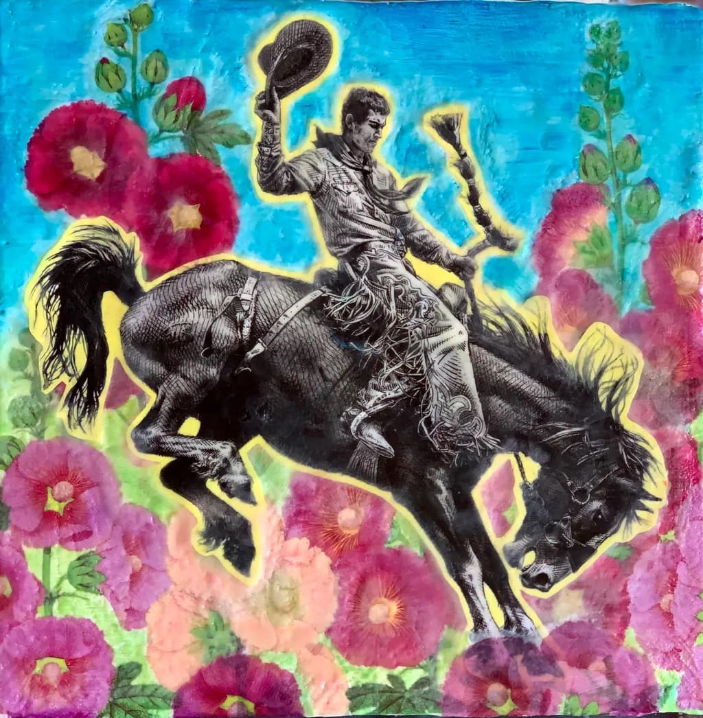 Rodeo Spirit: A Dance of Wildflowers and Bravery