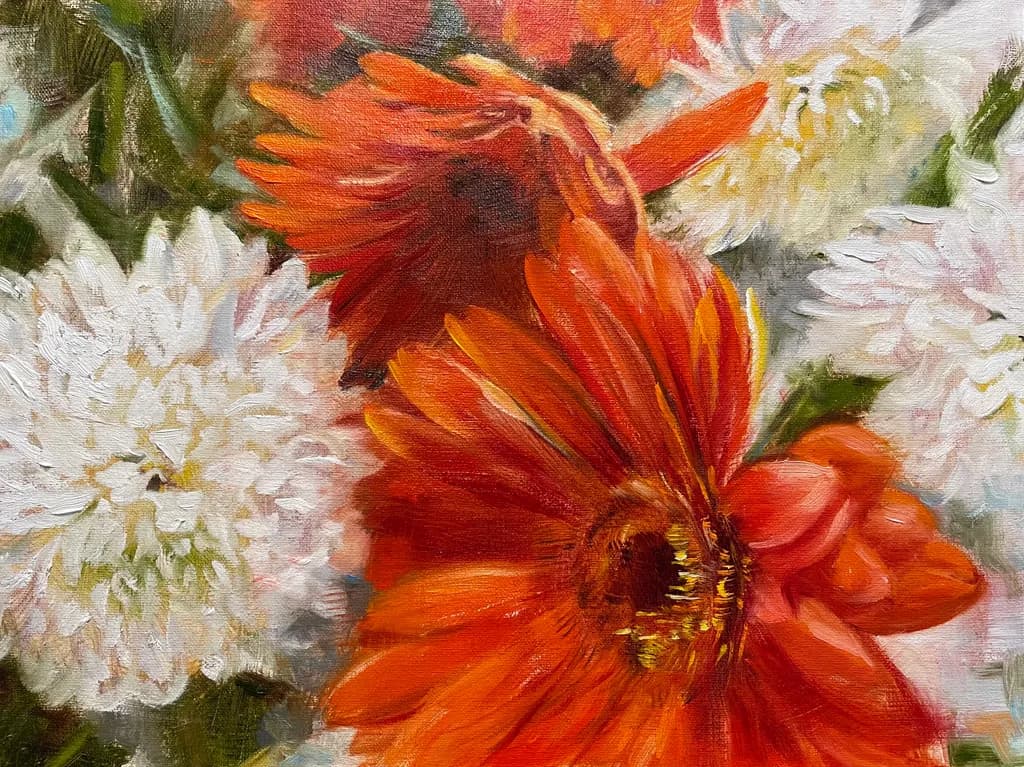 Vibrant Harmony: A Dance of Orange and White Blossoms in Nature's Embrace