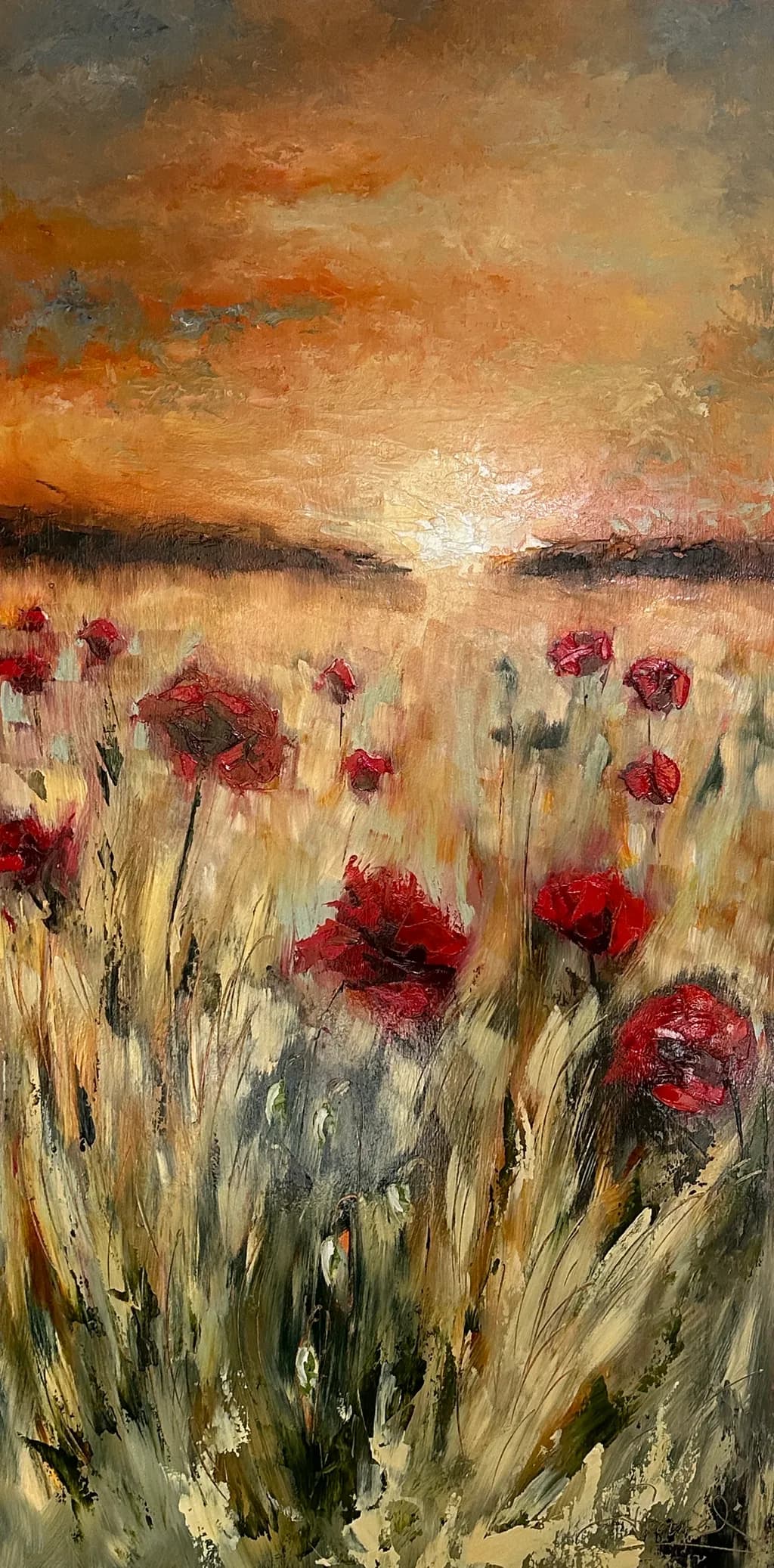 Whispers of Sunset: A Field of Poppies in Bloom