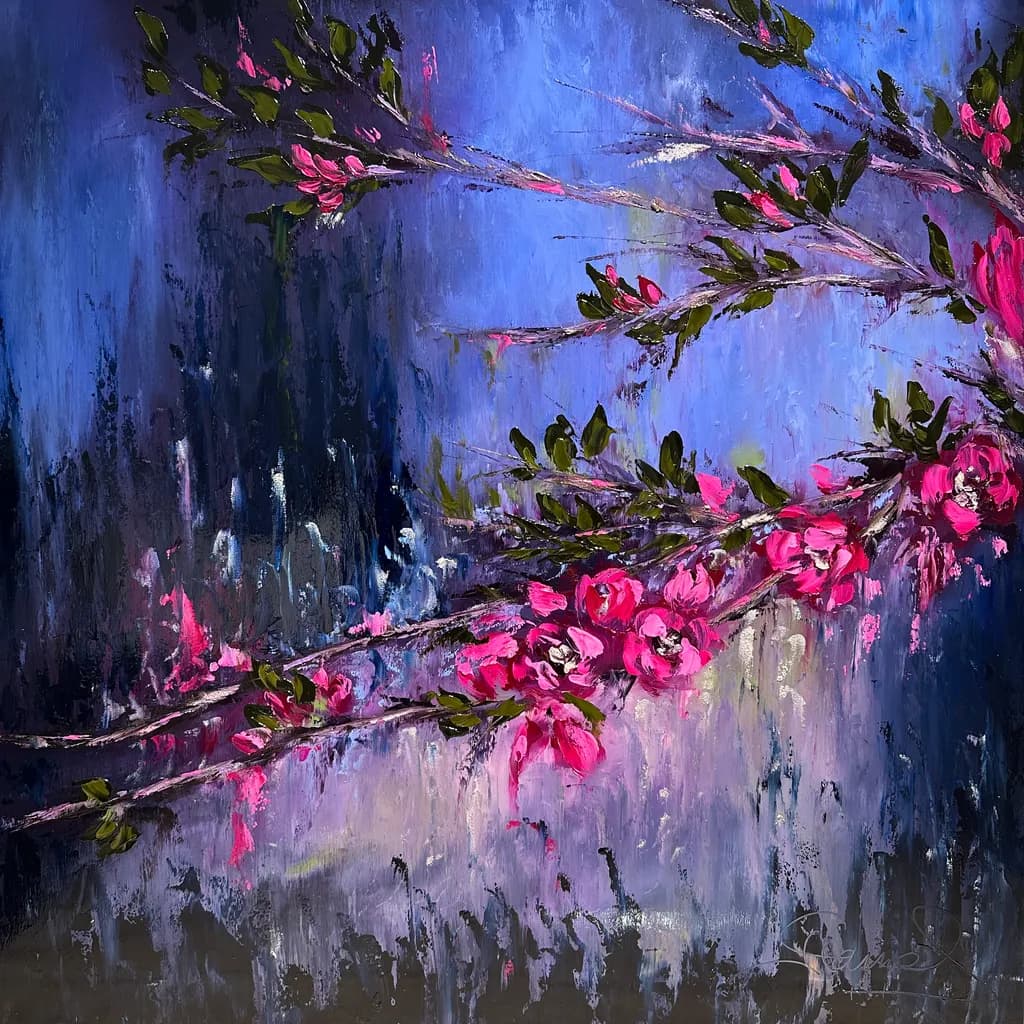 Whispers of Spring: Vibrant Blossoms Against a Dreamy Blue Canvas