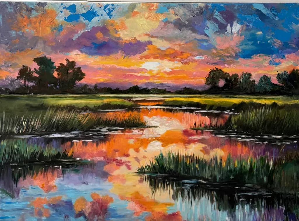 Serenity at Dusk: A Vibrant Reflection of Nature's Palette