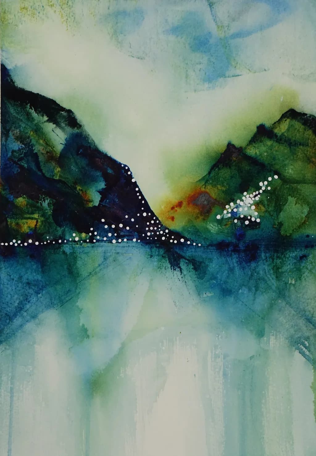 Whispers of Serenity: A Tranquil Landscape in Watercolor Hues