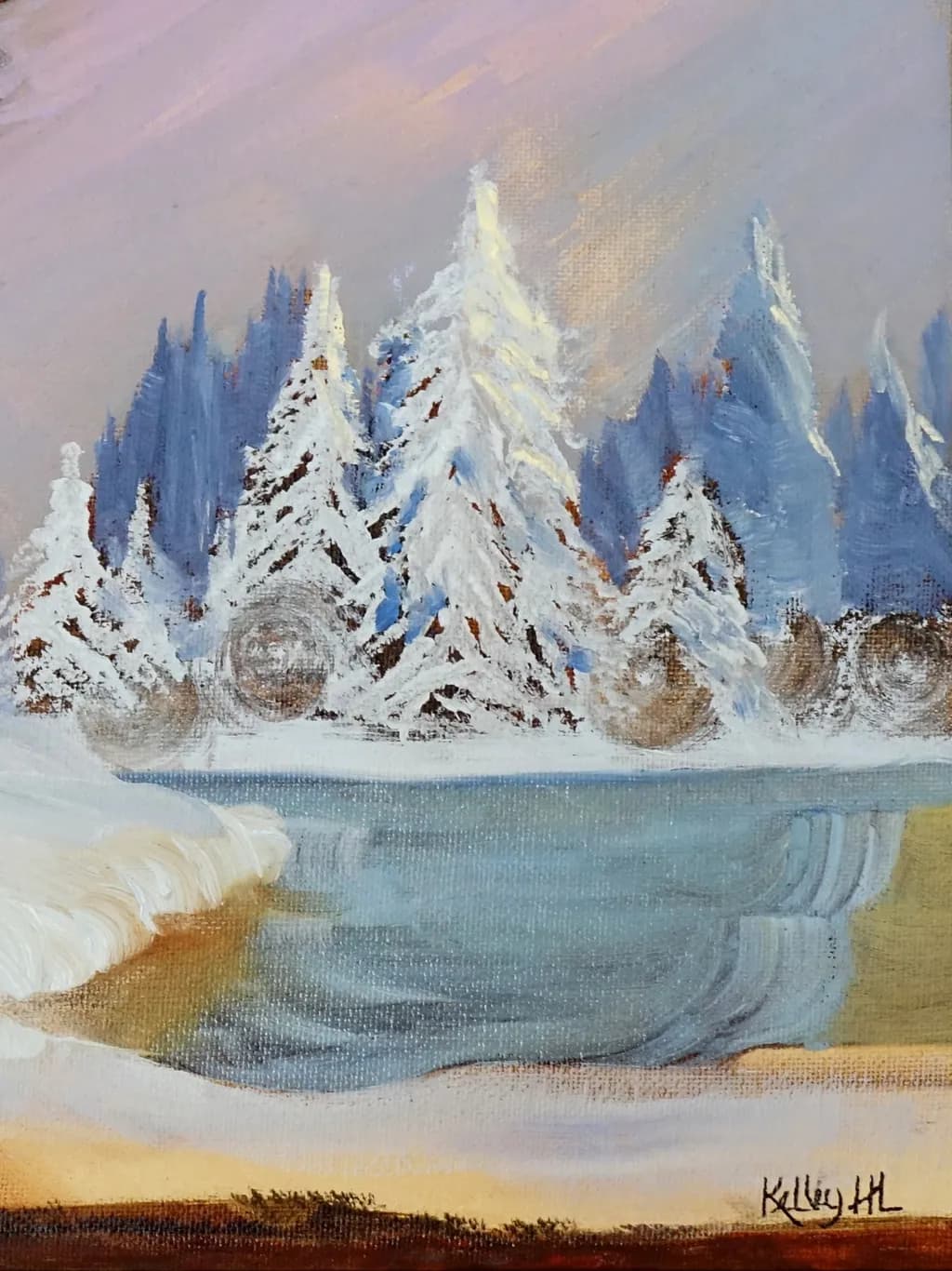 Whispers of Winter: A Serene Reflection on Snow-Capped Pines and Tranquil Waters