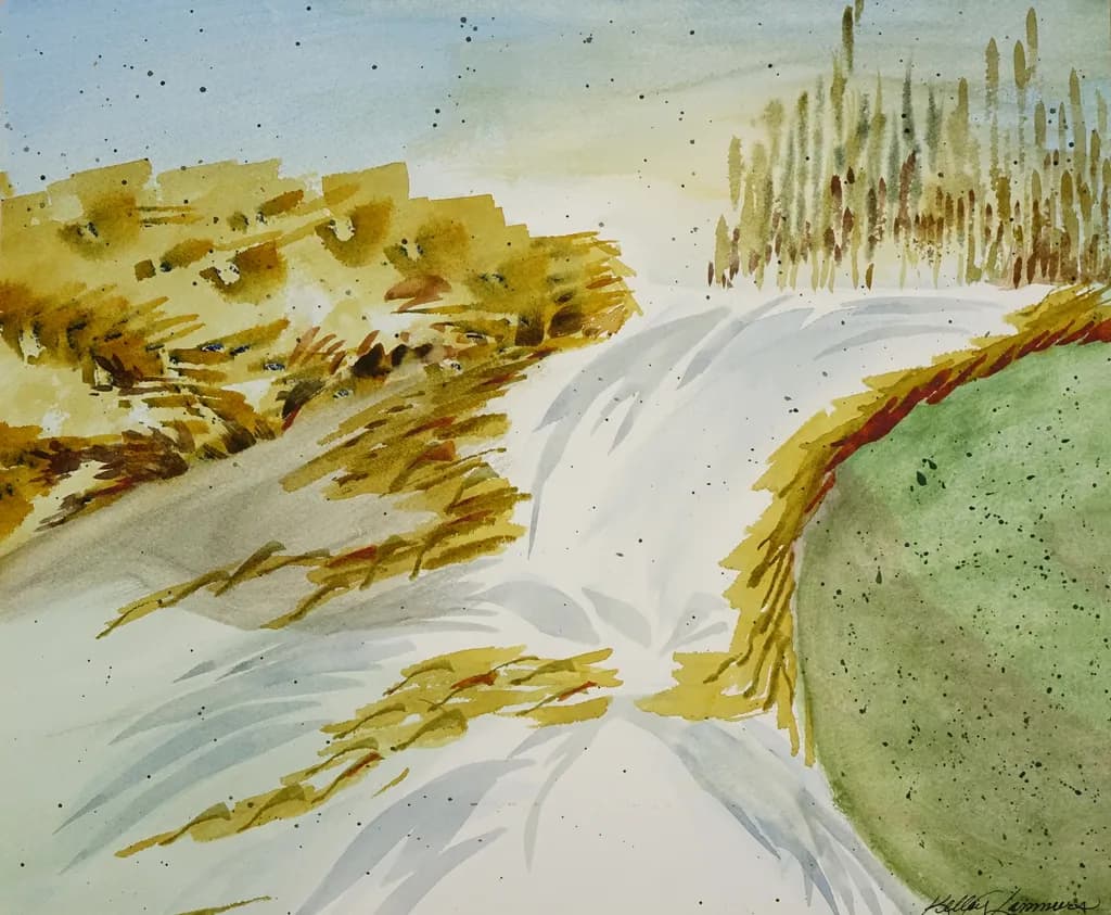 Serene Earth: An Abstract Watercolor Landscape of Nature's Harmony