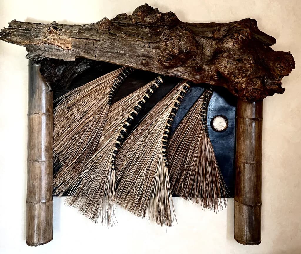 Nature's Embrace: A Textured Fusion of Wood and Weave in Contemporary Art