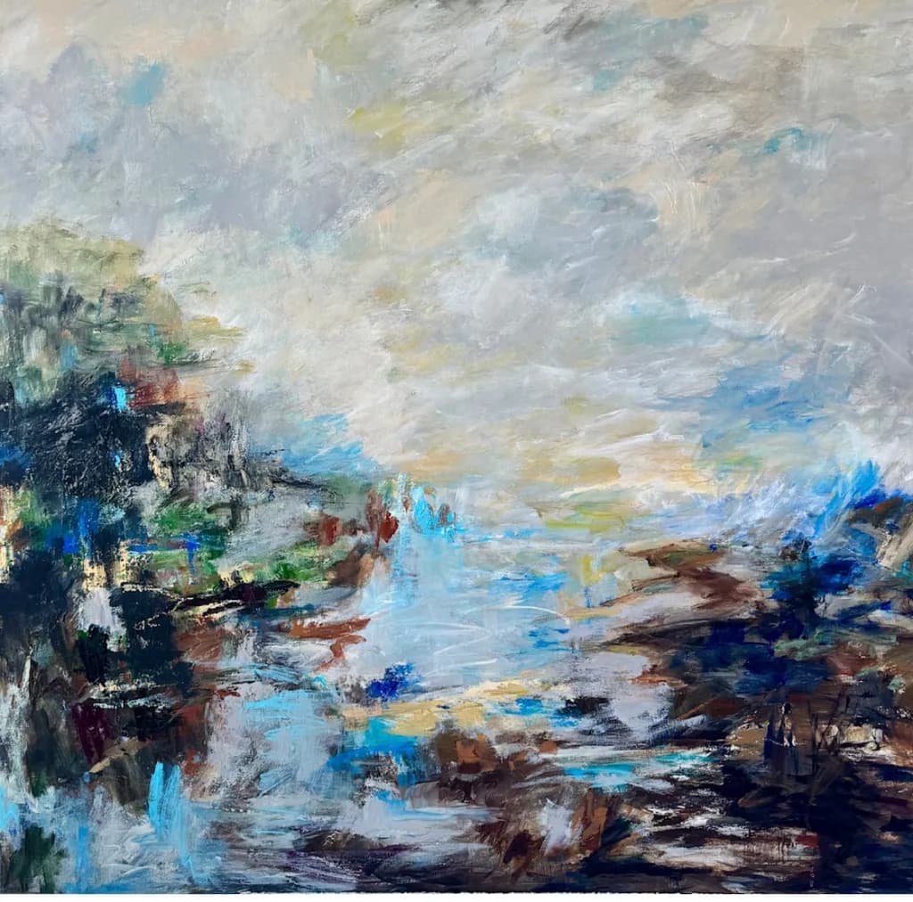 Whispers of Serenity: An Abstract Journey Through Tranquil Waters and Dreamy Skies