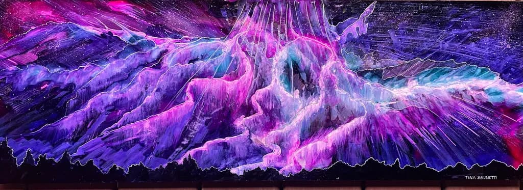 "Celestial Embrace: A Dance of Mountains and Stars"