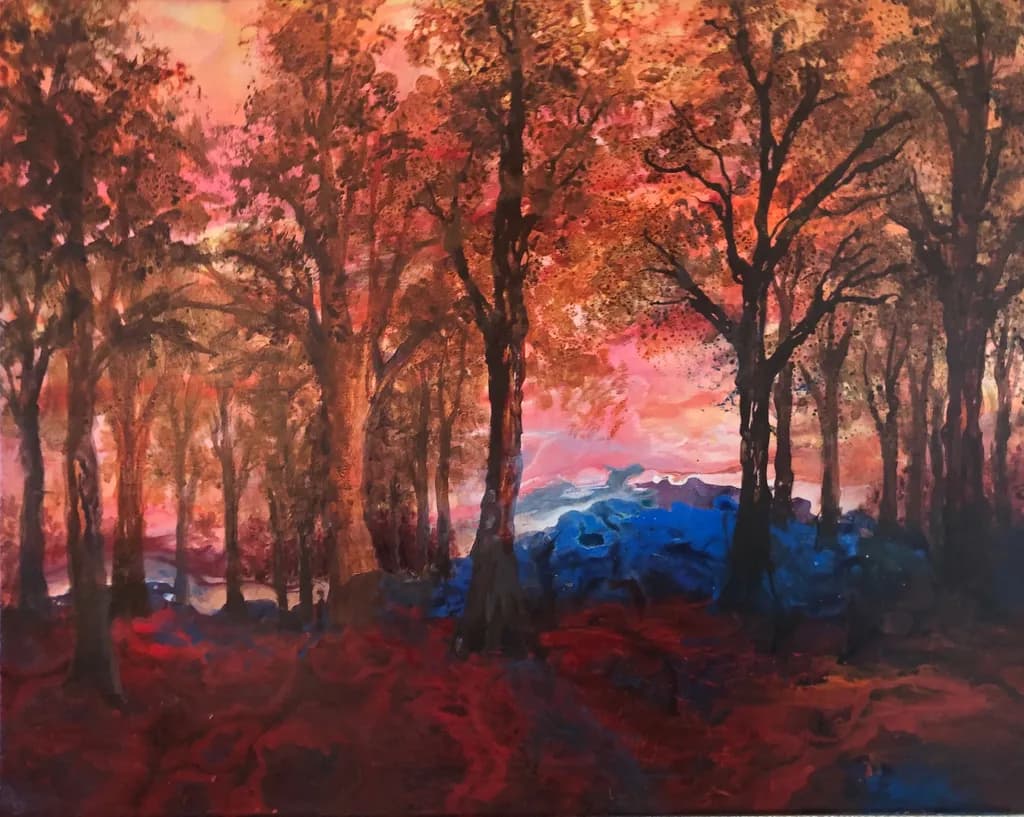 Whispers of Autumn: A Vibrant Forest Awakening at Dusk
