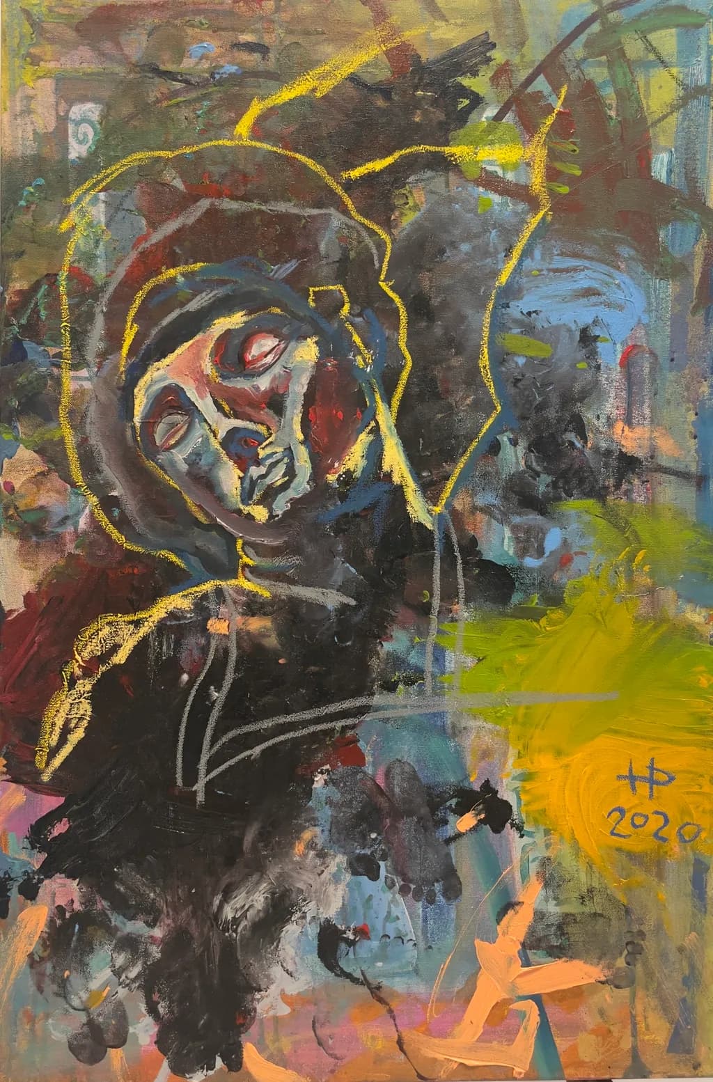 Whispers of Emotion: A Colorful Abstract Portrait in Expressionism