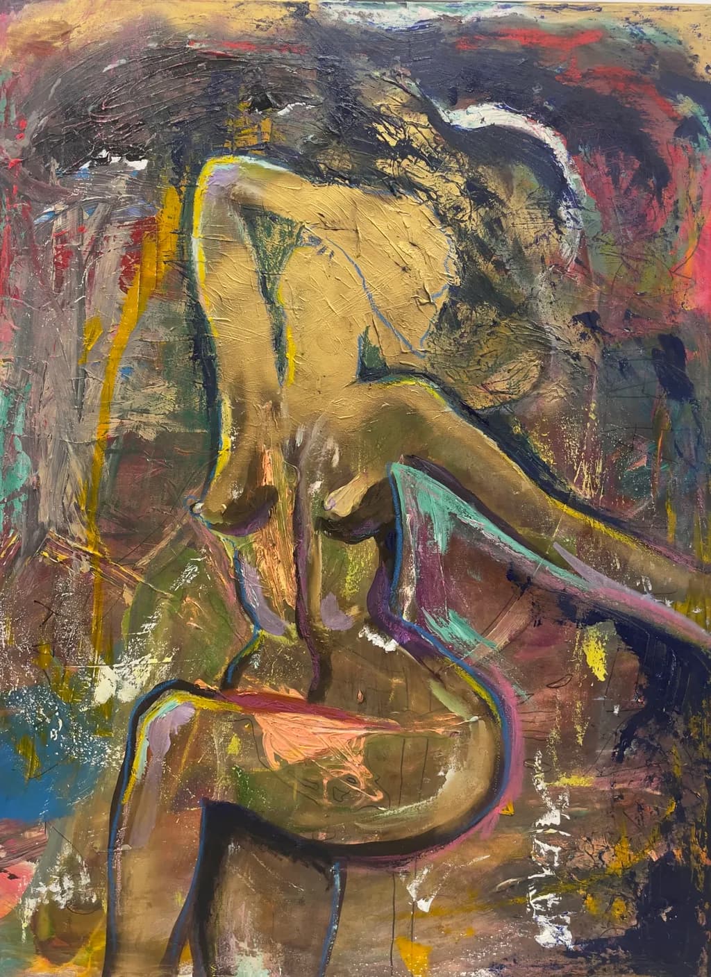 Ethereal Embrace: A Dance of Color and Form in Abstract Nude Art