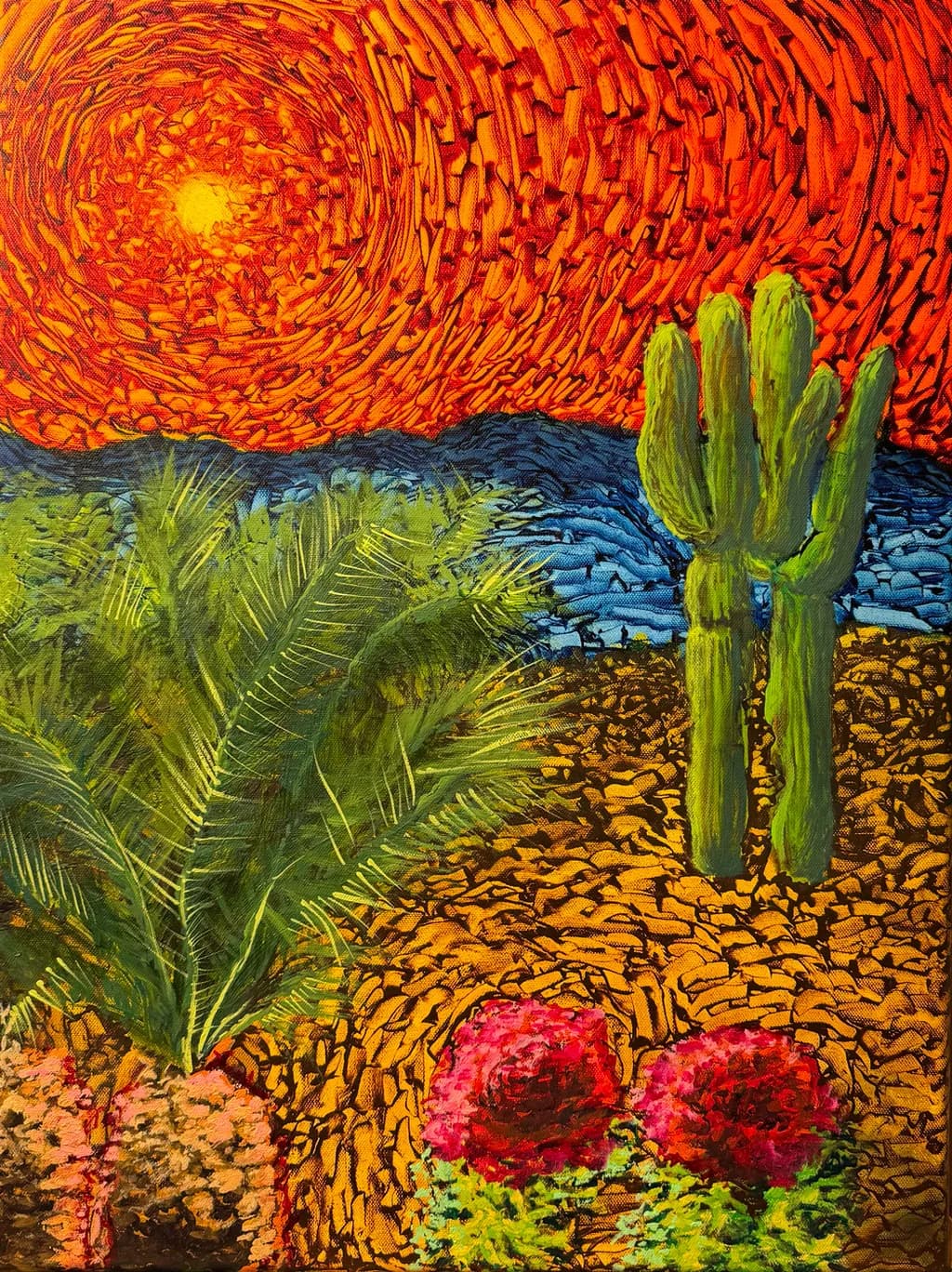 Desert Symphony: A Vibrant Dance of Sun, Cacti, and Blooms