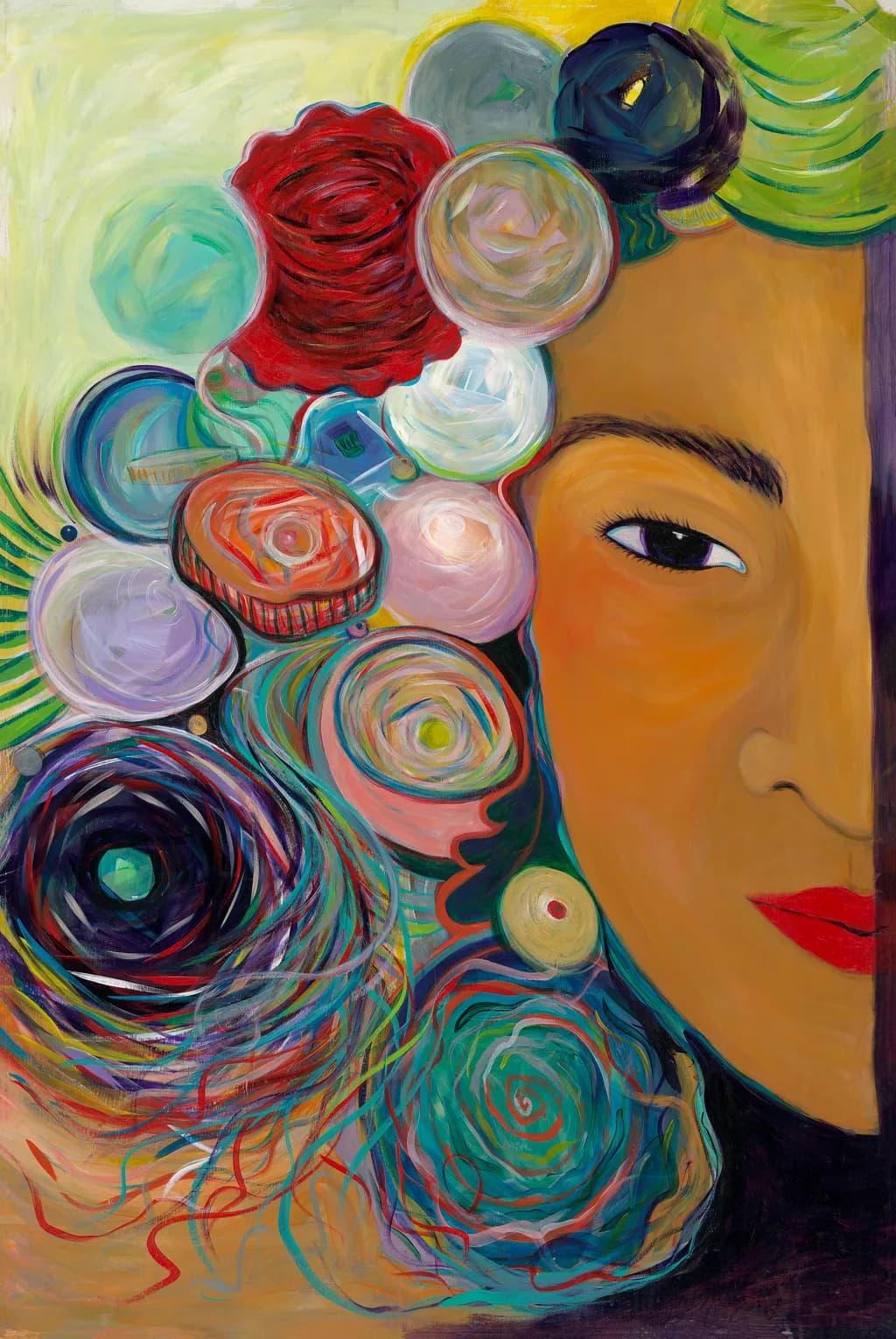 Whispers of Color: A Portrait of Floral Dreams and Inner Beauty