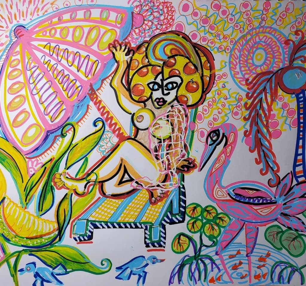 Vibrant Daydream: A Colorful Celebration of Nature and Self-Expression