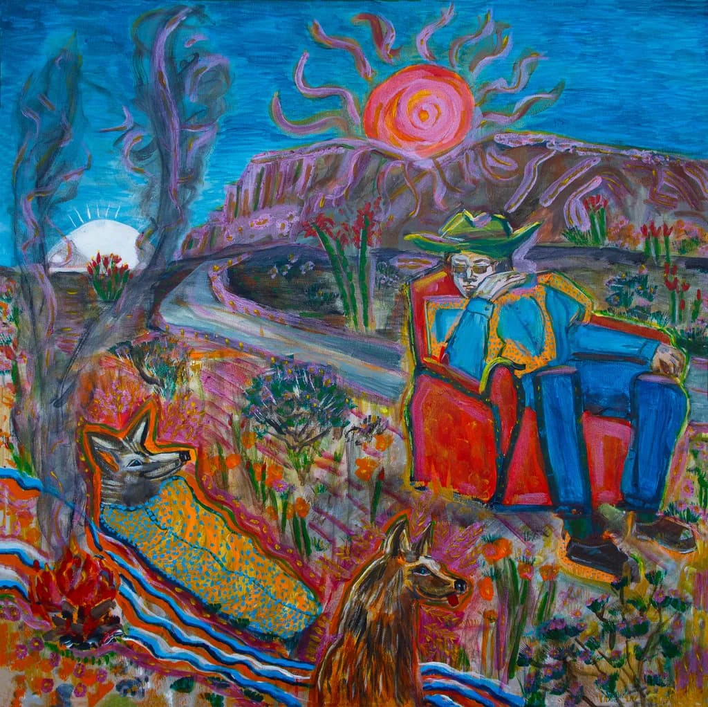 Vibrant Solitude: A Surreal Landscape of Nature and Companionship
