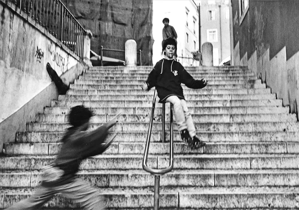 Urban Play: A Moment of Joy on the Steps of Adventure