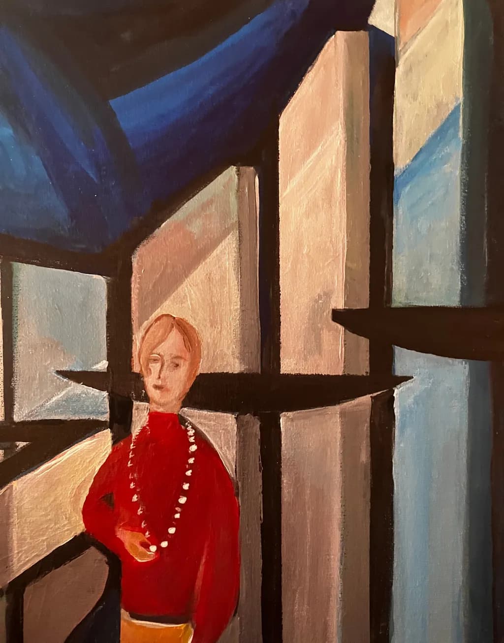 Whispers of Light: A Portrait in Red and Blue