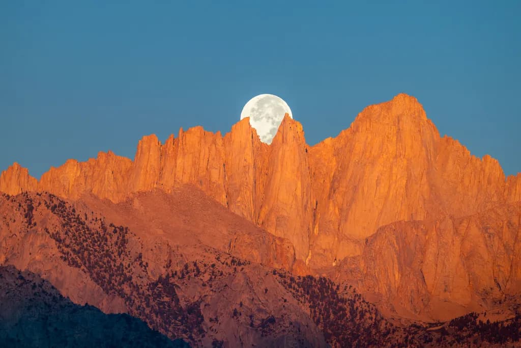 Moonlit Majesty: A Serene Dance of Light and Stone in the Sierra Nevada Peaks