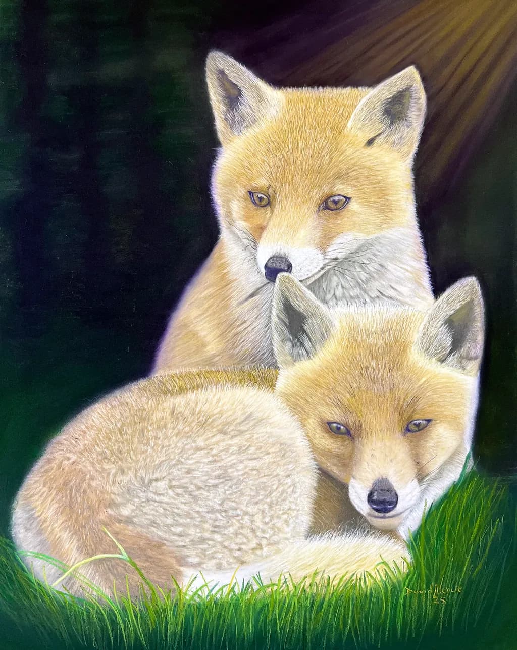 Safe Haven - Red Fox Wildlife Pastel Painting