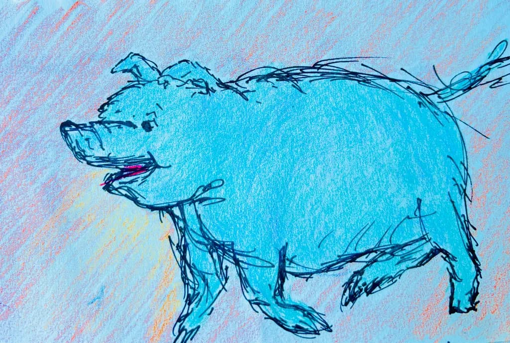 Whimsical Blue Pig: A Playful Journey Through Color and Form