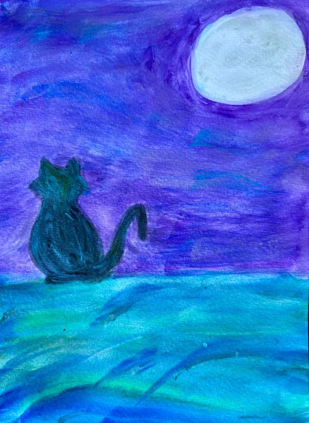 Whiskers Under the Moonlight: A Serene Night Sky Encounter