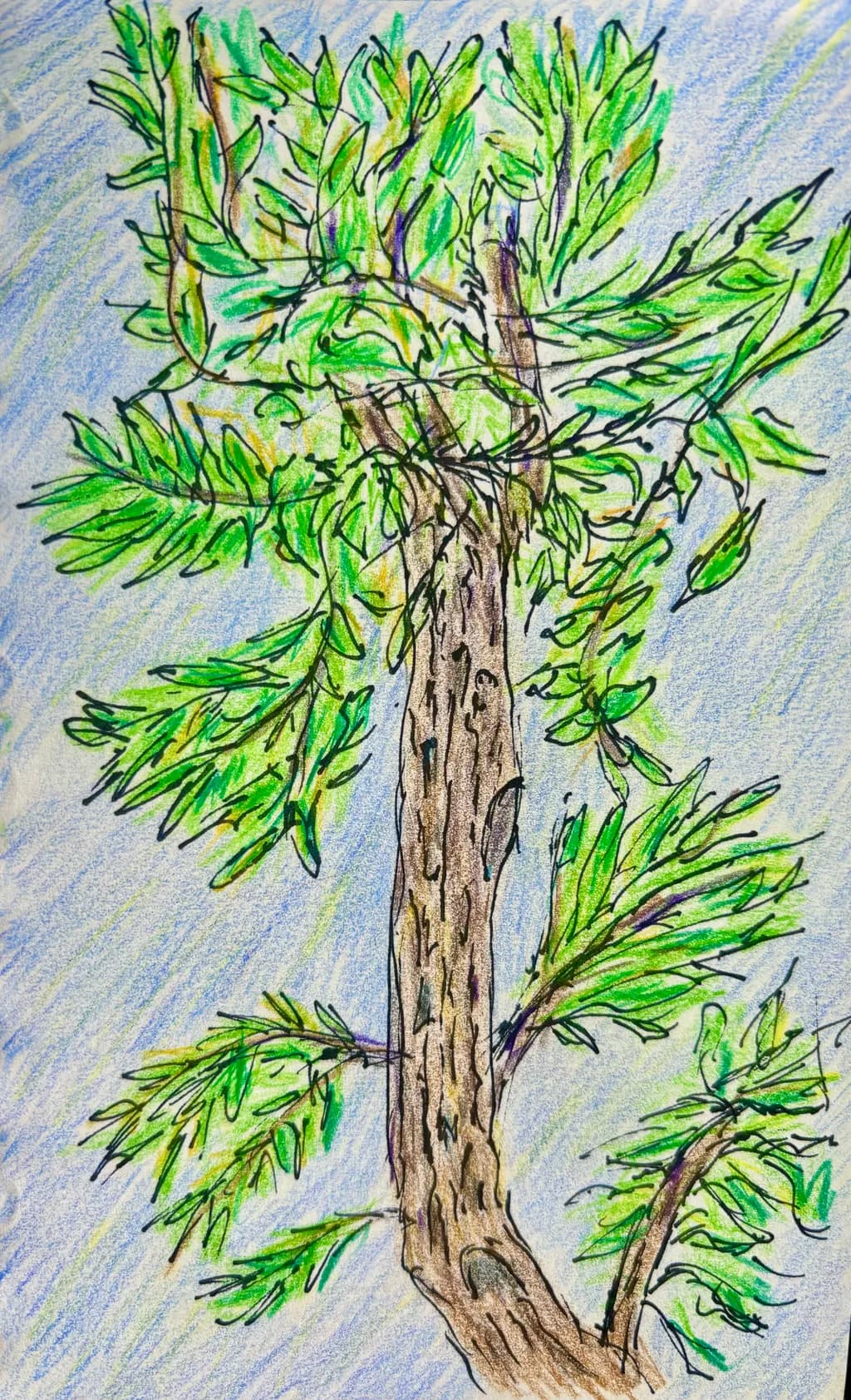 Whispers of Nature: A Vibrant Pine Tree in Pastel Hues