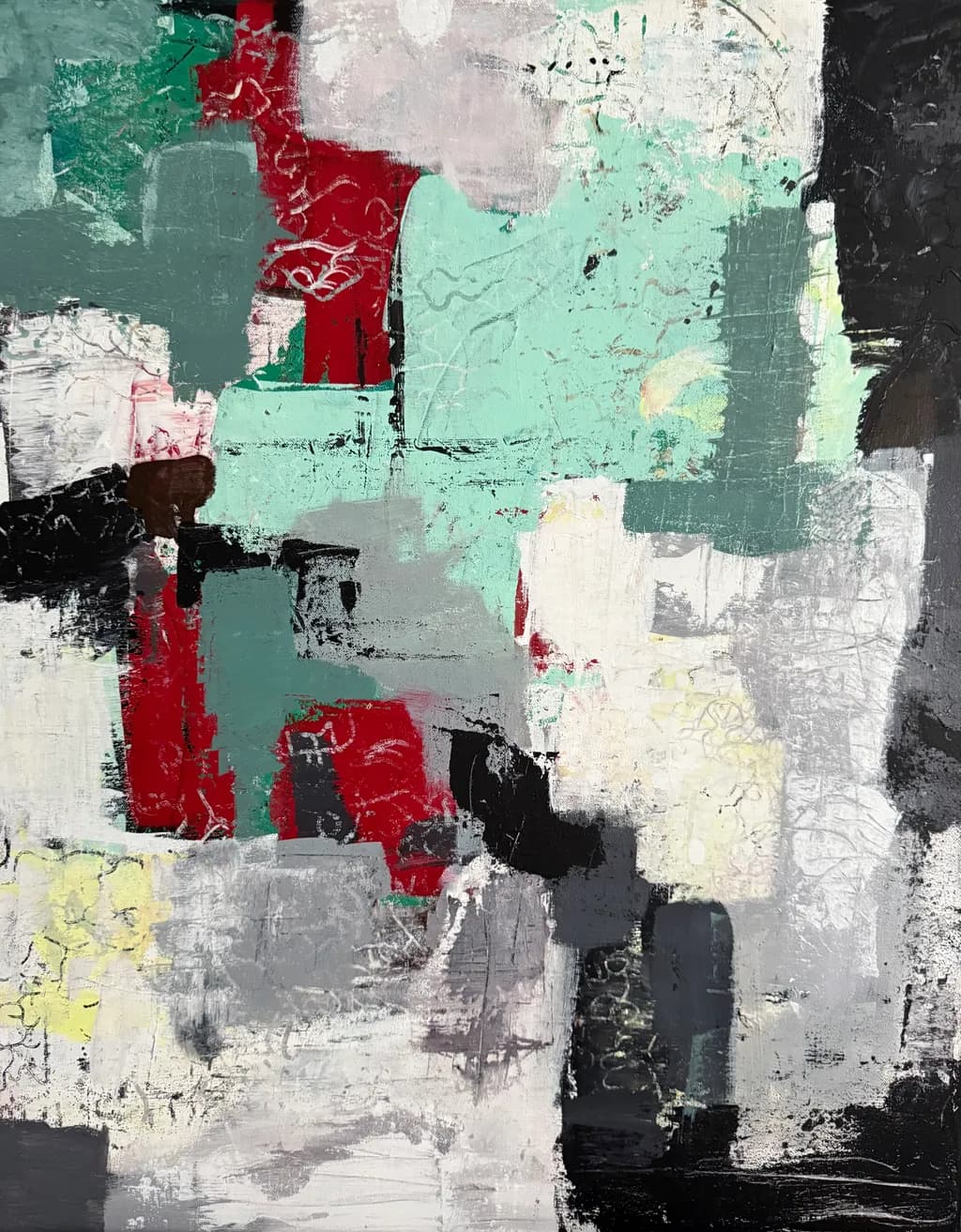 Vibrant Geometric Harmony: An Abstract Exploration of Color and Texture