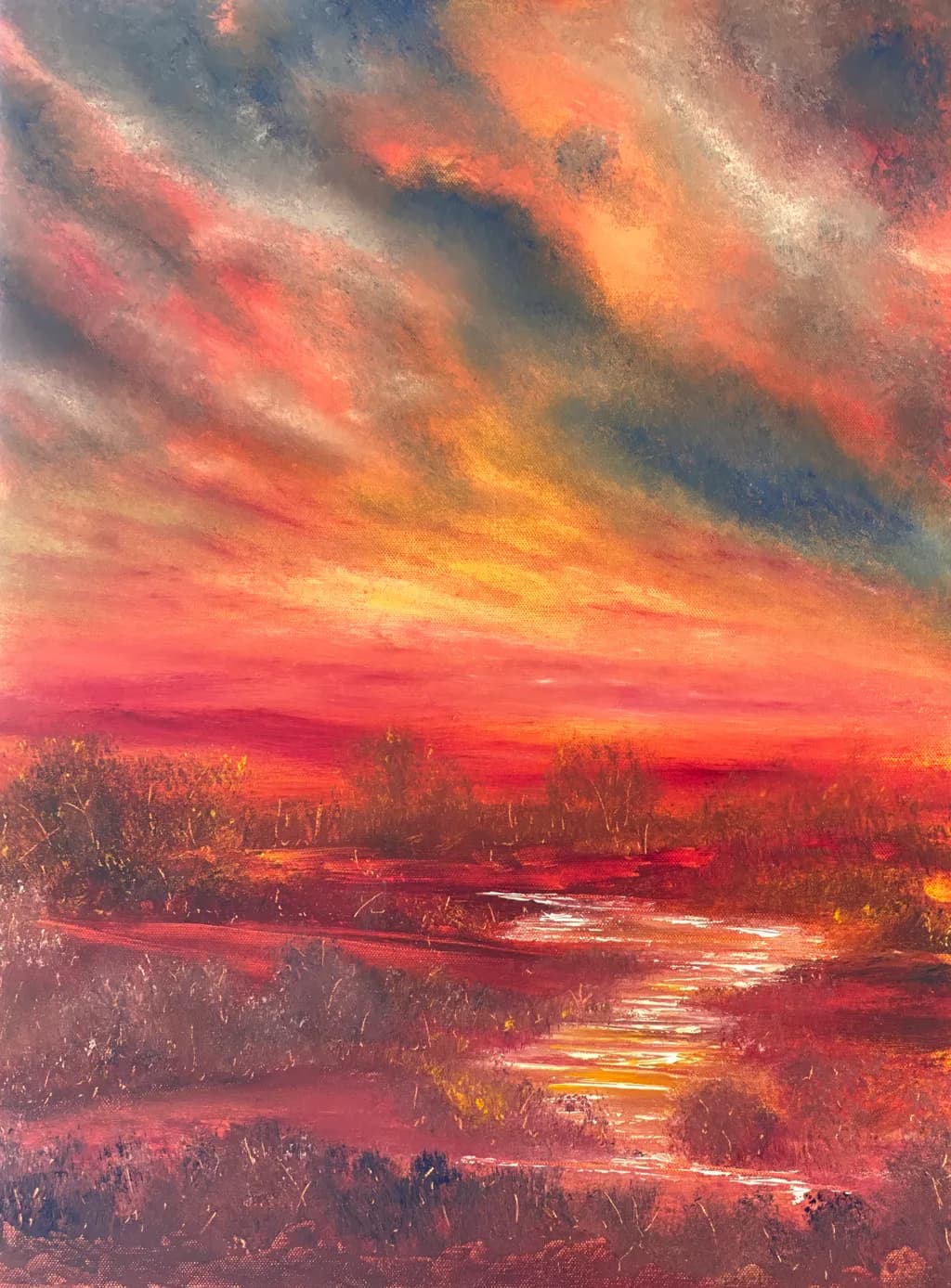 Serene Sunset Reflections: A Vibrant Landscape of Colors and Tranquility