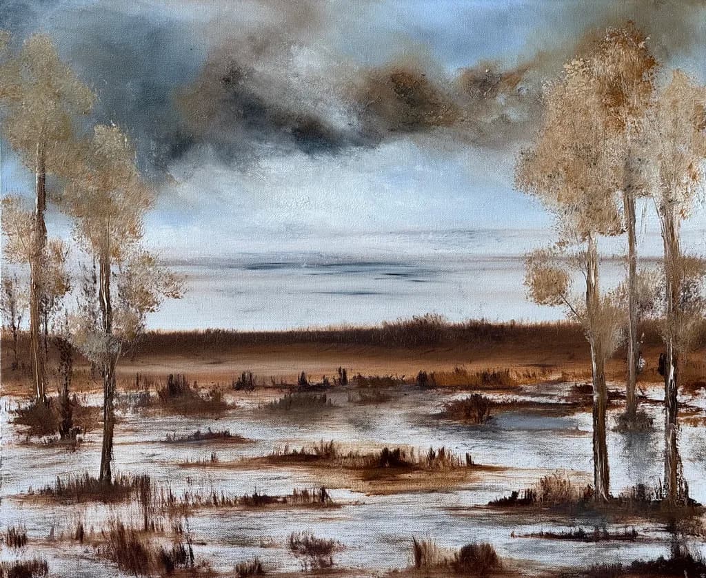 Whispers of the Marsh: A Serene Landscape in Earthy Tones
