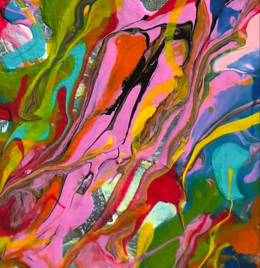 Vibrant Whirlwind: A Dance of Colorful Swirls in Abstract Fluid Art