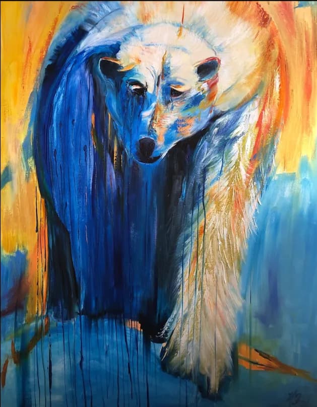 Whispers of the Arctic: A Polar Bear's Journey Through Vibrant Blues