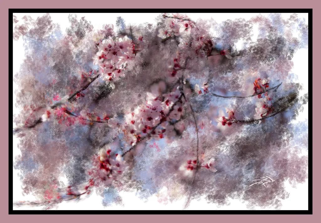"Impressions of Spring #2" Cherry Plum Blossoms