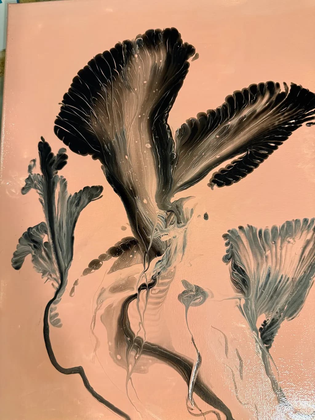 Whispers of Nature: Abstract Floral Elegance on Soft Pink Canvas