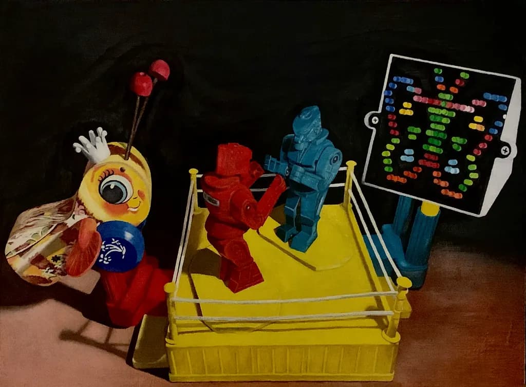 Colorful Showdown: A Playful Battle of Imagination and Competition in Toyland