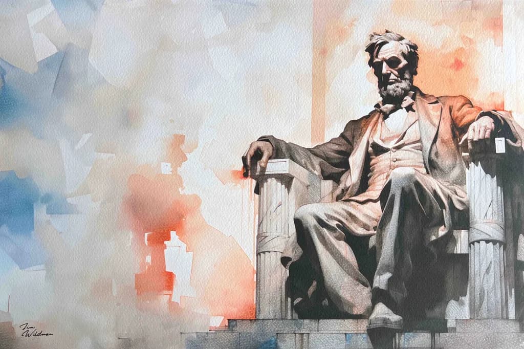 Majestic Reflection: The Timeless Presence of Lincoln in Watercolor Art