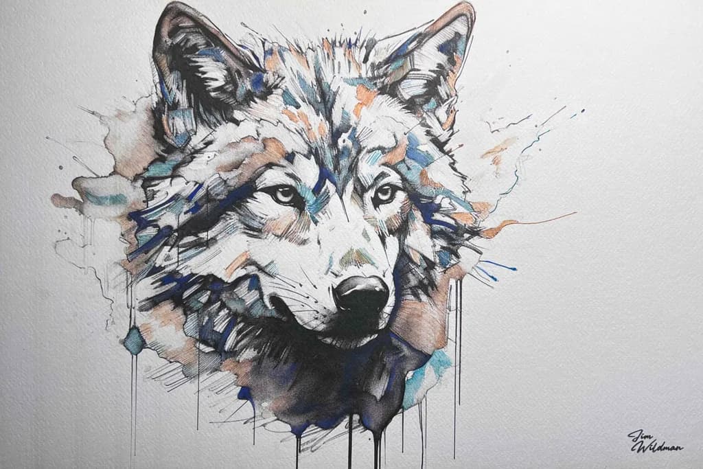 Majestic Wolf: A Watercolor Portrait of Nature's Spirit