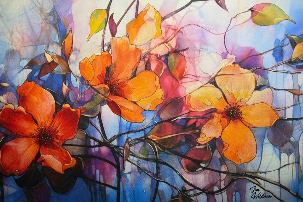 Vibrant Blossoms: A Dance of Color and Light in Watercolor Art