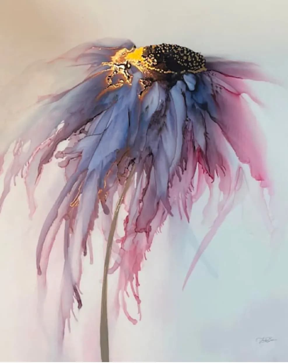 Whispers of a Dreamy Blossom: An Ethereal Floral Journey in Watercolor and Gold