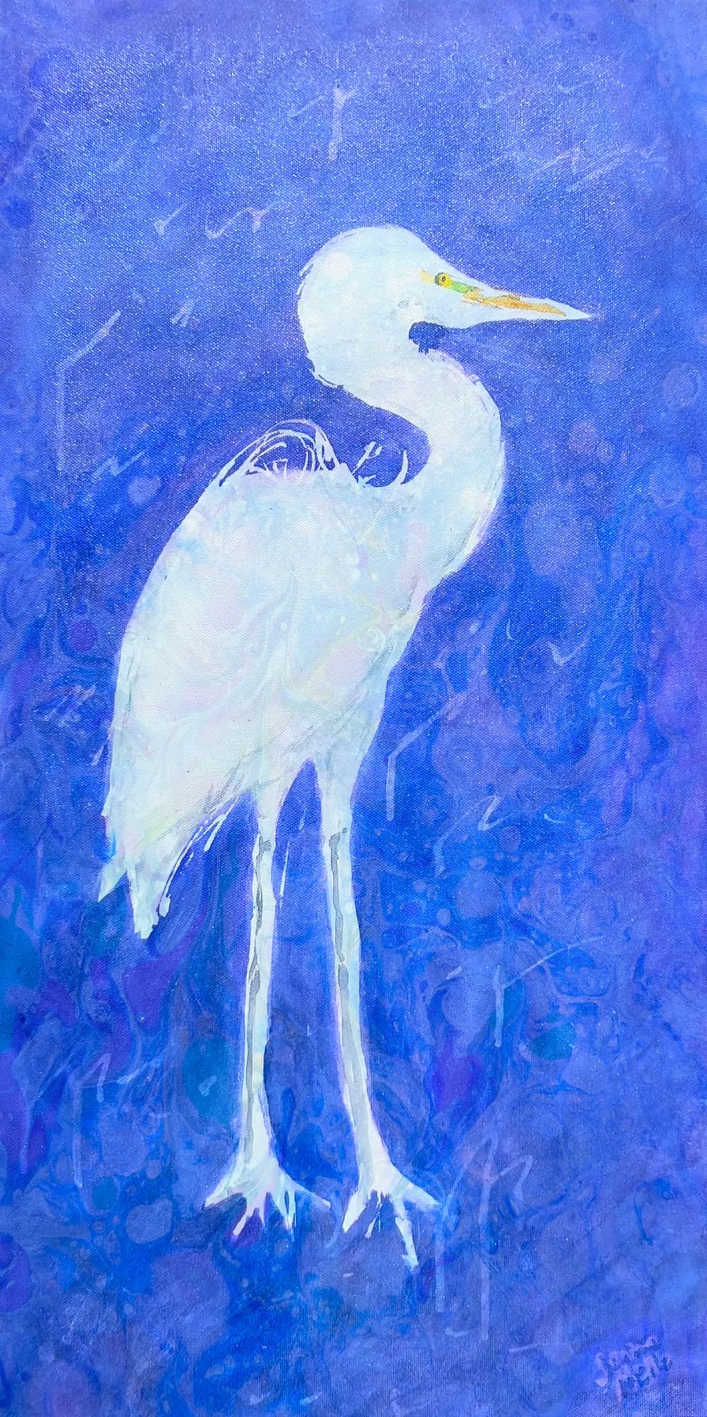 White Egret in Blue