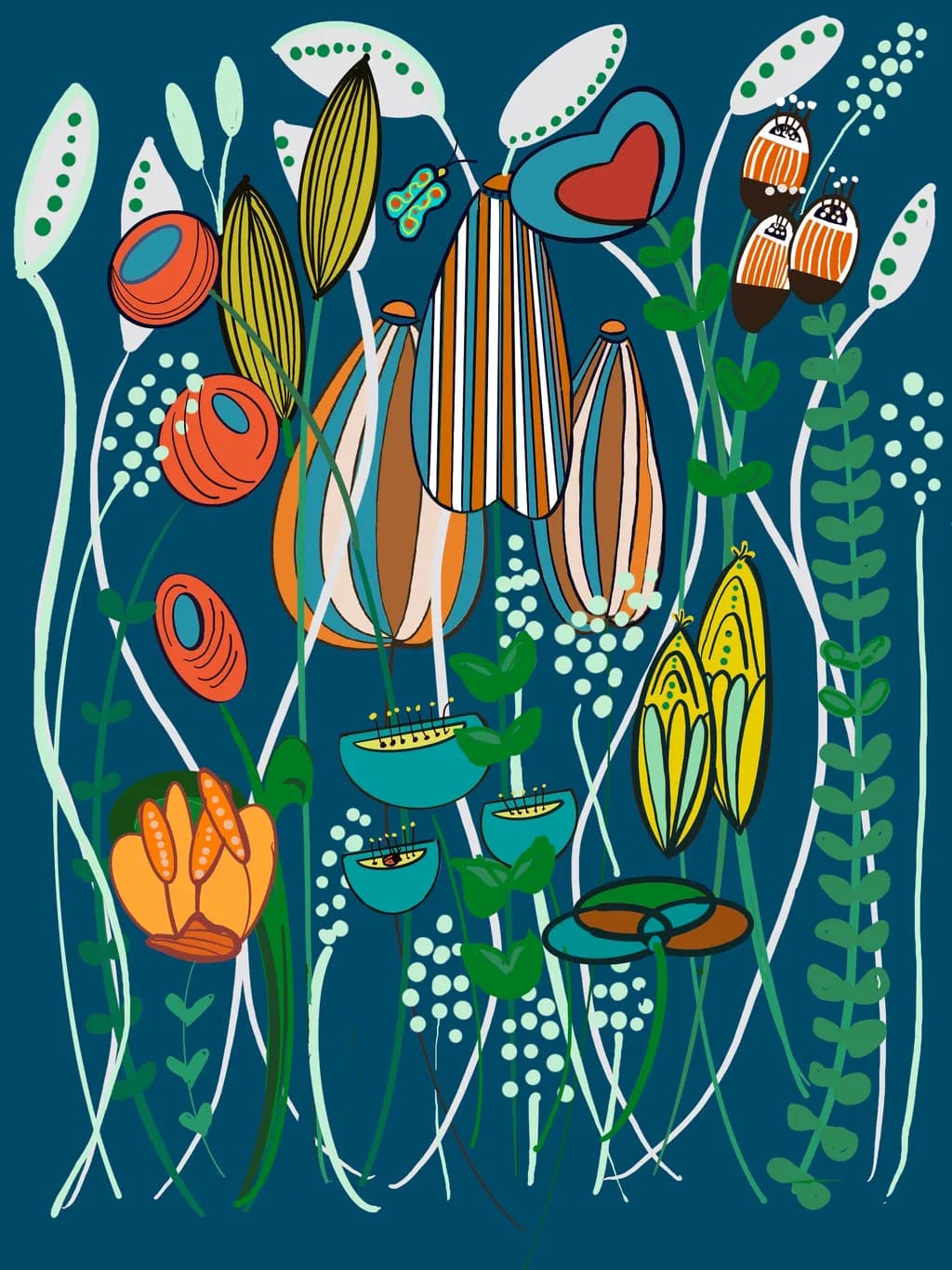 Whimsical Botanical Symphony: A Colorful Abstract Floral Journey