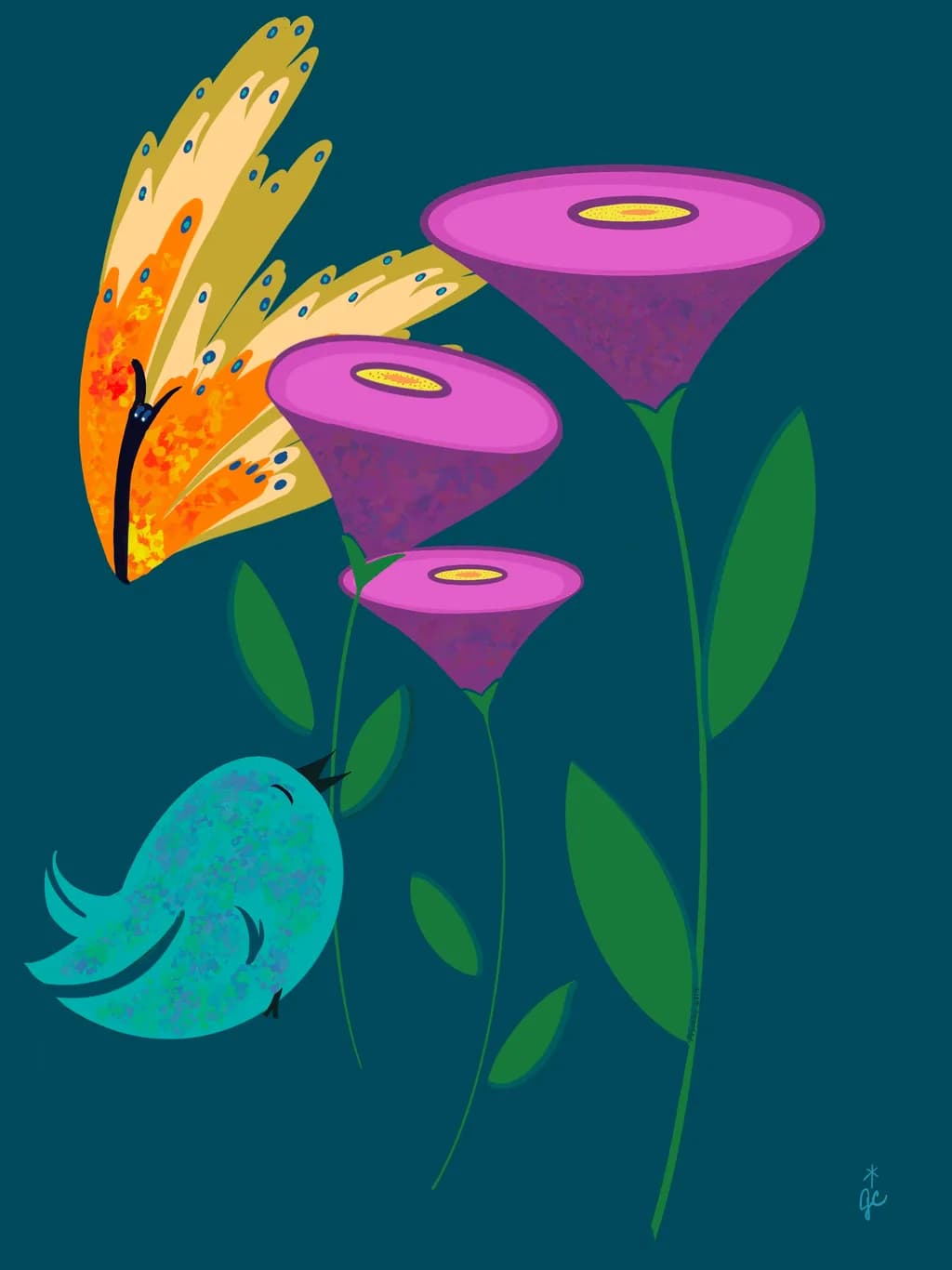 Whimsical Harmony: A Colorful Dance of Butterflies and Blooms